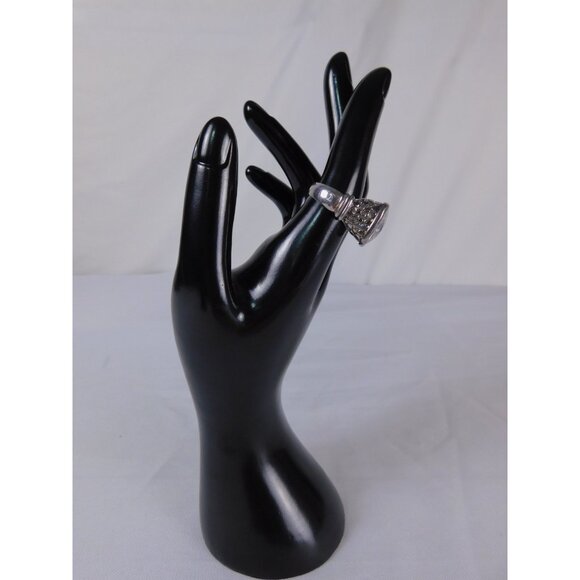 Statement Sterling Silver Ring Large Cushion Cut Clear Stone Womens Size 8 Jewel - Picture 3 of 11